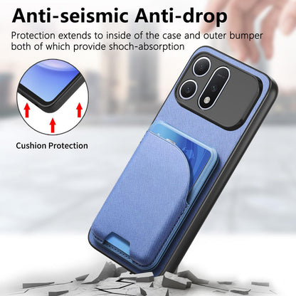 For Honor Win Turbo 5G Twill Fabric Leather-Skin Card Bag Magnetic Back Phone Case(Blue)