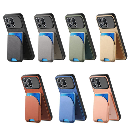 For Honor Win Turbo 5G Twill Fabric Leather-Skin Card Bag Magnetic Back Phone Case(Khaki)
