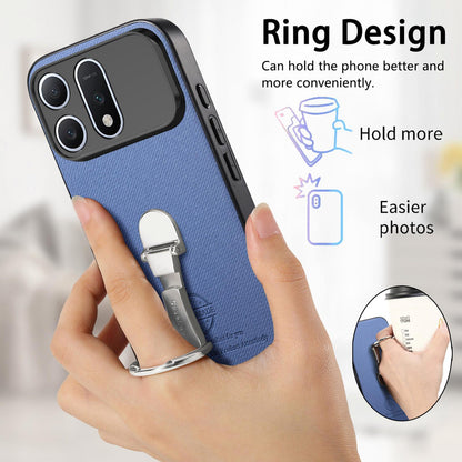 For Honor Win Turbo 5G Twill Fabric Leather-Skin Fold Ring Holder Back Phone Case(Blue)