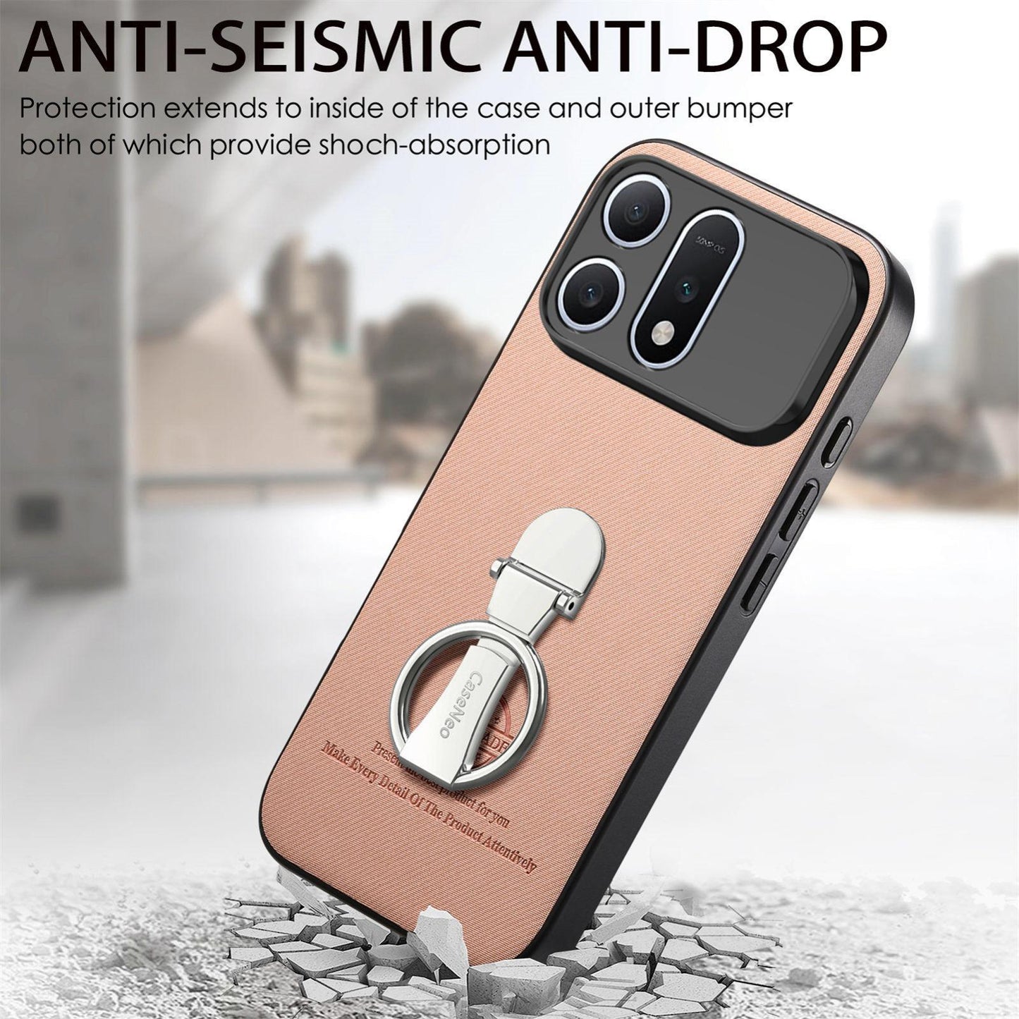 For Honor Win Turbo 5G Twill Fabric Leather-Skin Fold Ring Holder Back Phone Case(Pink)