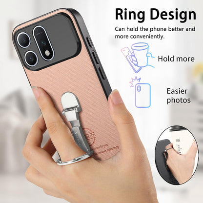 For Honor Win Turbo 5G Twill Fabric Leather-Skin Fold Ring Holder Back Phone Case(Pink)
