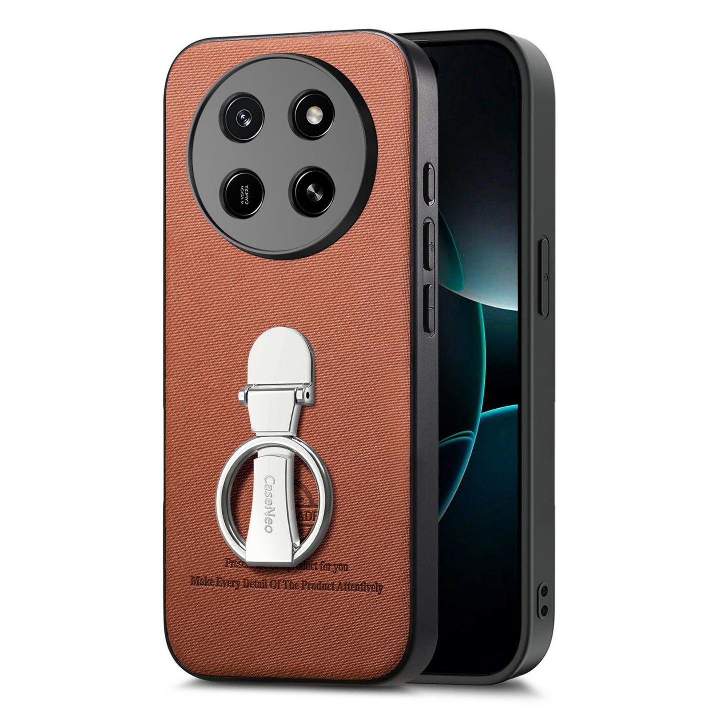 For Honor X80 Pro Max 5G Twill Fabric Leather-Skin Fold Ring Holder Back Phone Case(Brown)