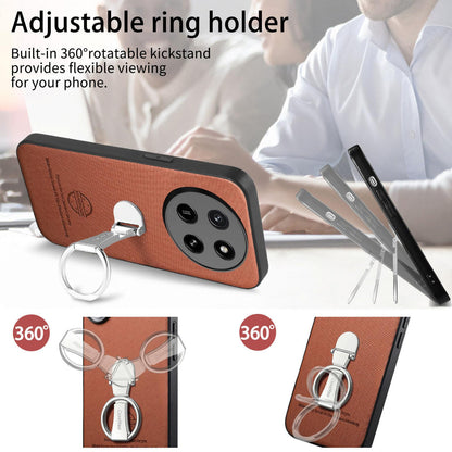 For Honor X80 Pro Max 5G Twill Fabric Leather-Skin Fold Ring Holder Back Phone Case(Brown)