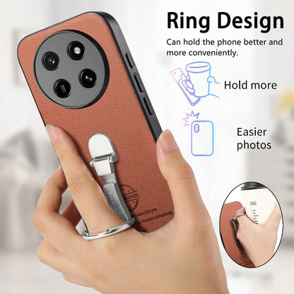 For Honor X80 Pro Max 5G Twill Fabric Leather-Skin Fold Ring Holder Back Phone Case(Brown)