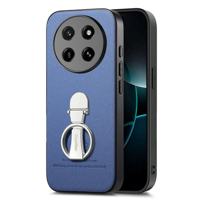For Honor X80 Pro Max 5G Twill Fabric Leather-Skin Fold Ring Holder Back Phone Case(Blue)