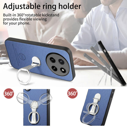 For Honor X80 Pro Max 5G Twill Fabric Leather-Skin Fold Ring Holder Back Phone Case(Blue)