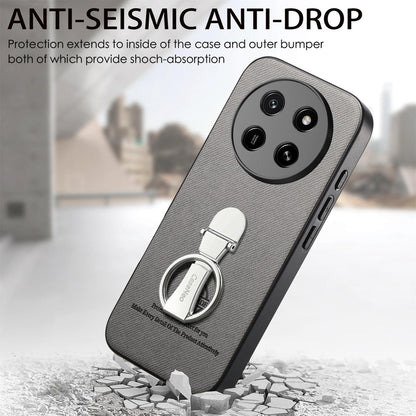 For Honor X80 Pro Max 5G Twill Fabric Leather-Skin Fold Ring Holder Back Phone Case(Gray)