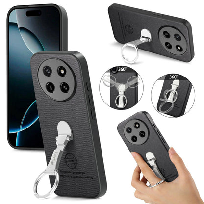 For Honor X80 Pro Max 5G Twill Fabric Leather-Skin Fold Ring Holder Back Phone Case(Black)