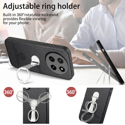For Honor X80 Pro Max 5G Twill Fabric Leather-Skin Fold Ring Holder Back Phone Case(Black)