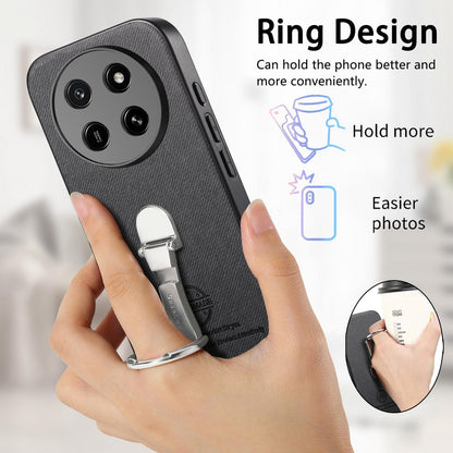 For Honor X80 Pro Max 5G Twill Fabric Leather-Skin Fold Ring Holder Back Phone Case(Black)