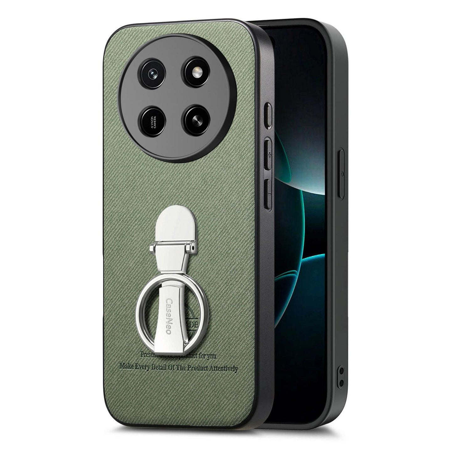 For Honor X80 Pro Max 5G Twill Fabric Leather-Skin Fold Ring Holder Back Phone Case(Green)