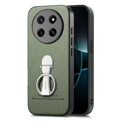 For Honor X80 Pro Max 5G Twill Fabric Leather-Skin Fold Ring Holder Back Phone Case(Green)