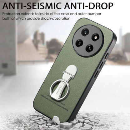 For Honor X80 Pro Max 5G Twill Fabric Leather-Skin Fold Ring Holder Back Phone Case(Green)