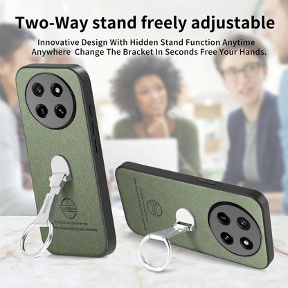 For Honor X80 Pro Max 5G Twill Fabric Leather-Skin Fold Ring Holder Back Phone Case(Green)