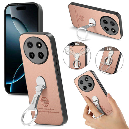 For Honor X80 Pro Max 5G Twill Fabric Leather-Skin Fold Ring Holder Back Phone Case(Pink)