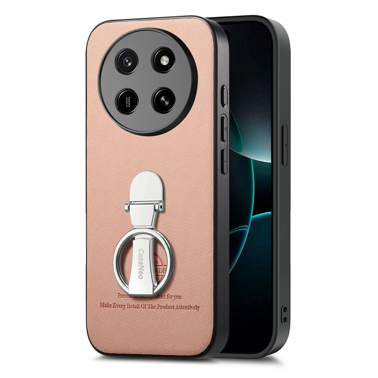 For Honor X80 Pro Max 5G Twill Fabric Leather-Skin Fold Ring Holder Back Phone Case(Pink)