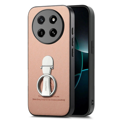 For Honor X80 Pro Max 5G Twill Fabric Leather-Skin Fold Ring Holder Back Phone Case(Pink)