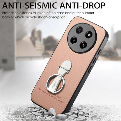For Honor X80 Pro Max 5G Twill Fabric Leather-Skin Fold Ring Holder Back Phone Case(Pink)