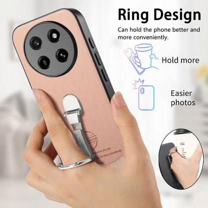 For Honor X80 Pro Max 5G Twill Fabric Leather-Skin Fold Ring Holder Back Phone Case(Pink)