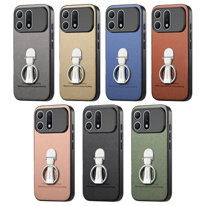 For Honor Win Turbo 5G Twill Fabric Leather-Skin Fold Ring Holder Back Phone Case(Blue)