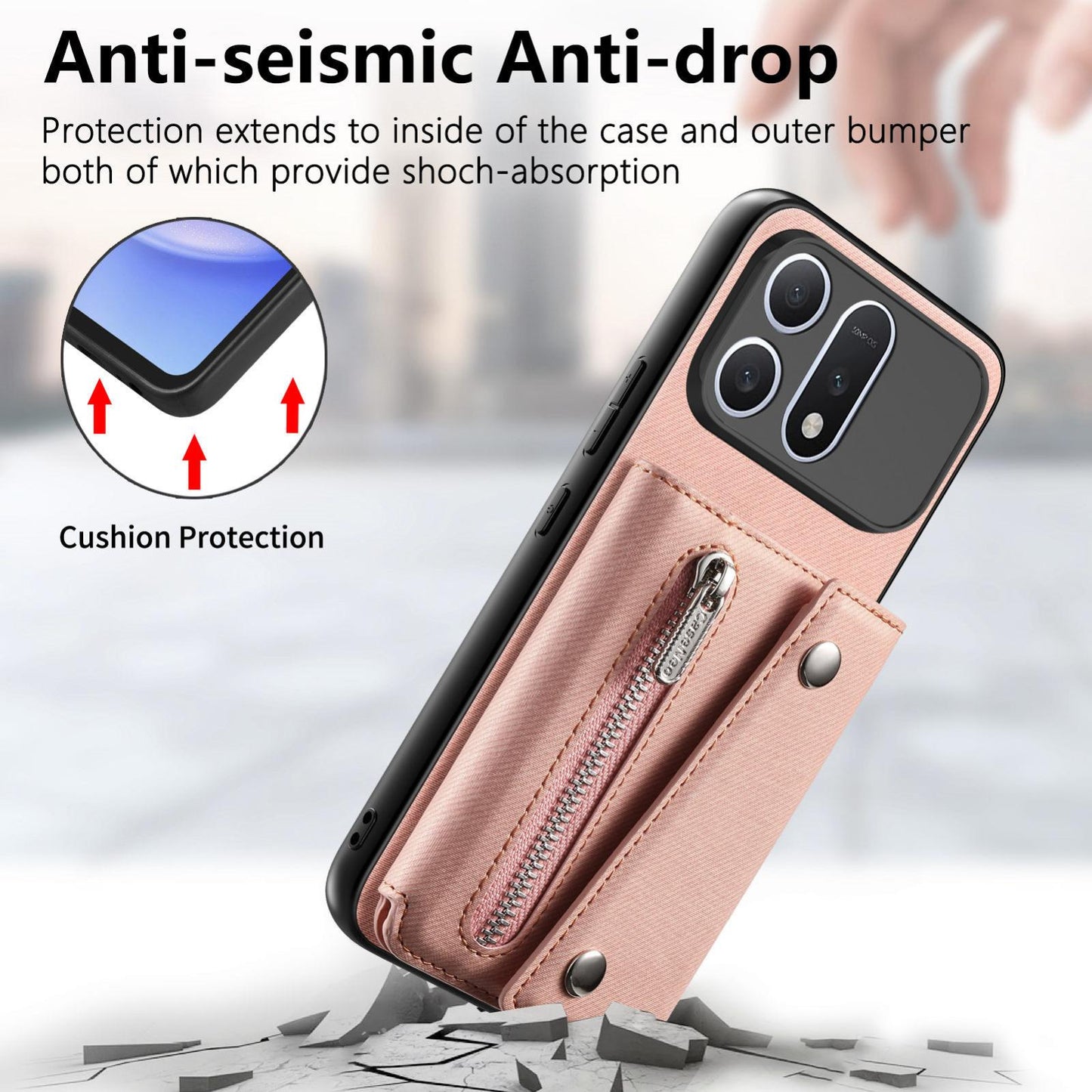 For Honor Win Turbo 5G Twill Fabric D Buckle Wallet Magnetic Card Bag Back Phone Case(Pink)
