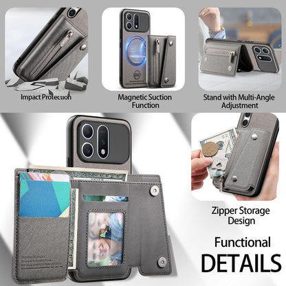 For Honor Win Turbo 5G Twill Fabric D Buckle Wallet Magnetic Card Bag Back Phone Case(Gray)