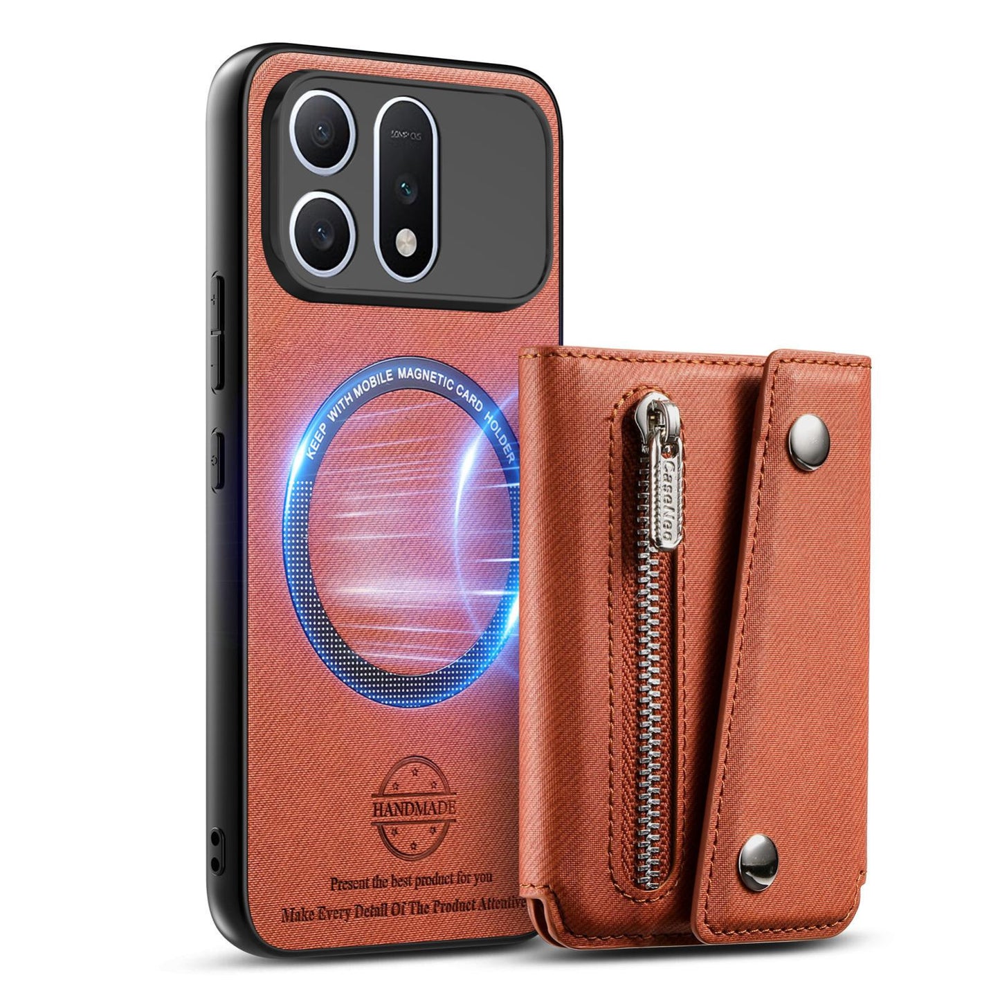 For Honor Win Turbo 5G Twill Fabric D Buckle Wallet Magnetic Card Bag Back Phone Case(Brown)