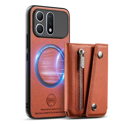 For Honor Win Turbo 5G Twill Fabric D Buckle Wallet Magnetic Card Bag Back Phone Case(Brown)