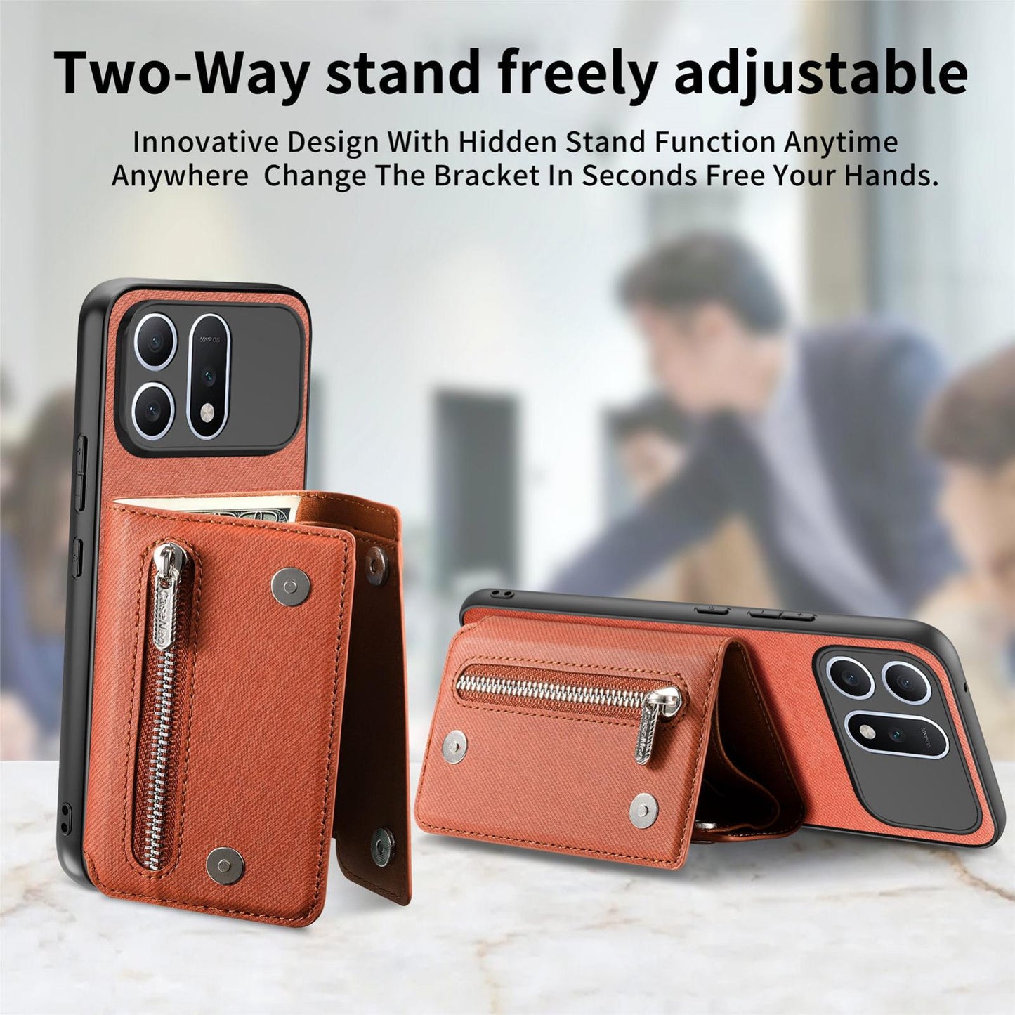 For Honor Win Turbo 5G Twill Fabric D Buckle Wallet Magnetic Card Bag Back Phone Case(Brown)