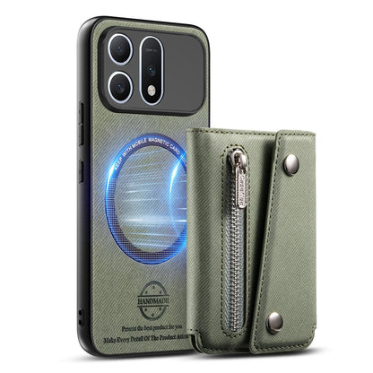 For Honor Win Turbo 5G Twill Fabric D Buckle Wallet Magnetic Card Bag Back Phone Case(Green)