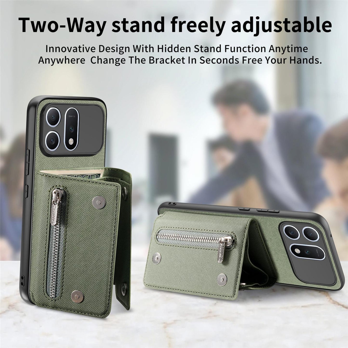 For Honor Win Turbo 5G Twill Fabric D Buckle Wallet Magnetic Card Bag Back Phone Case(Green)