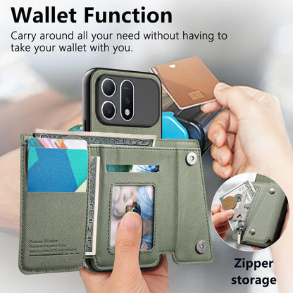 For Honor Win Turbo 5G Twill Fabric D Buckle Wallet Magnetic Card Bag Back Phone Case(Green)