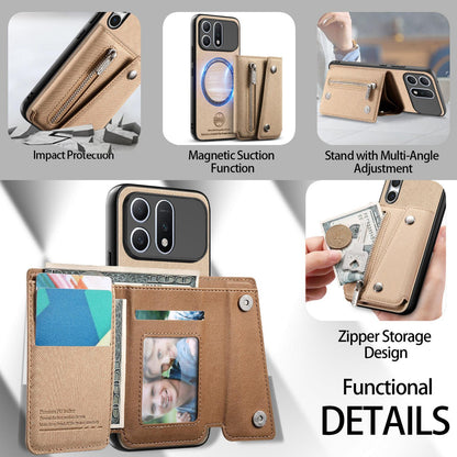 For Honor Win Turbo 5G Twill Fabric D Buckle Wallet Magnetic Card Bag Back Phone Case(Khaki)