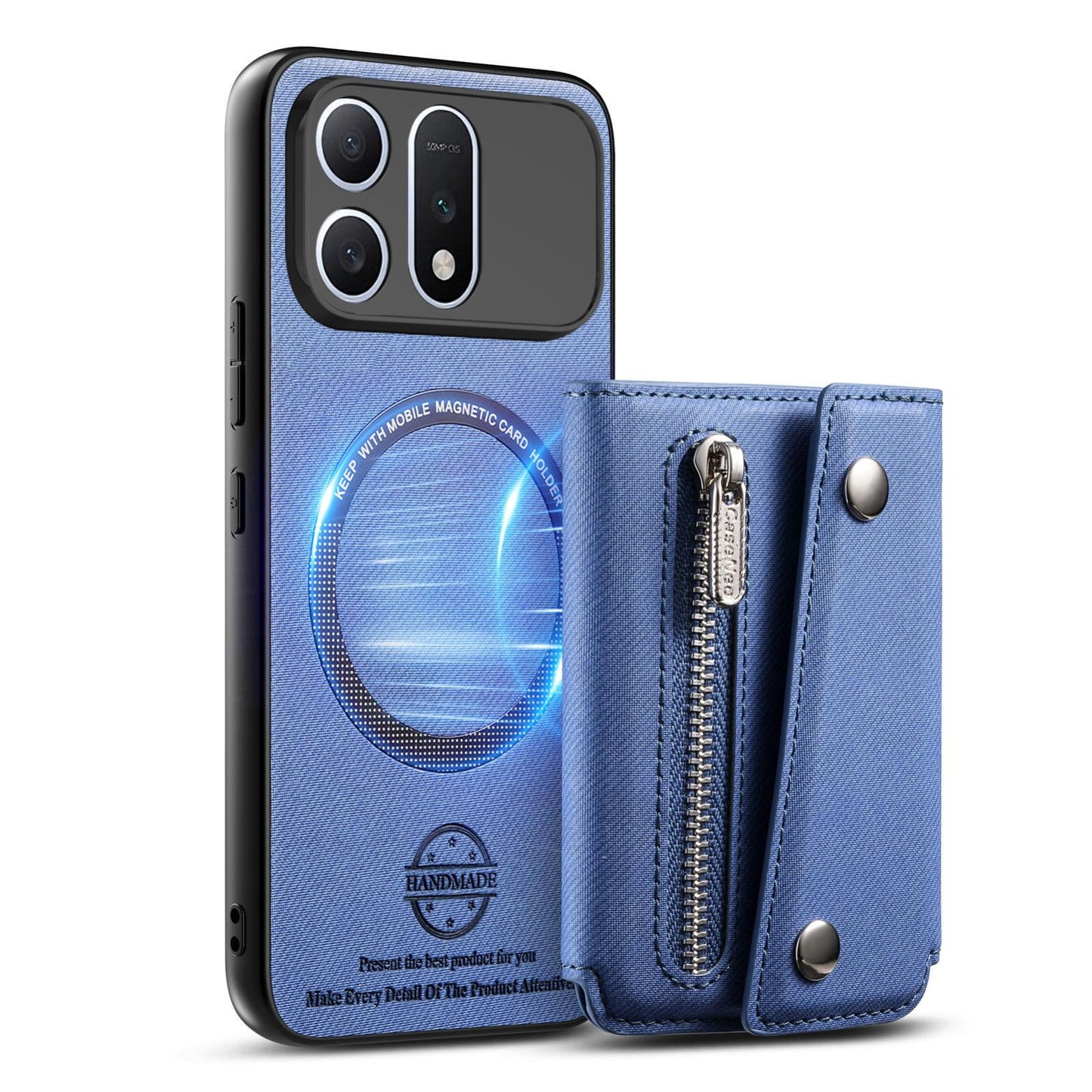 For Honor Win Turbo 5G Twill Fabric D Buckle Wallet Magnetic Card Bag Back Phone Case(Blue)