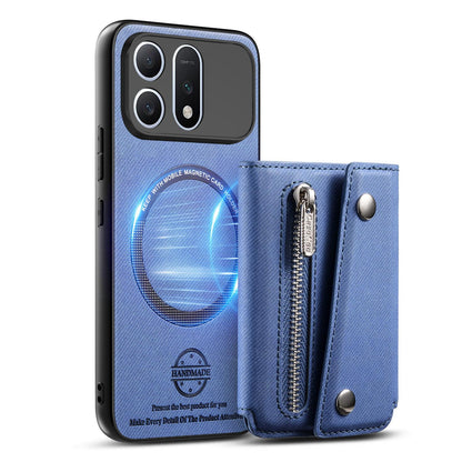 For Honor Win Turbo 5G Twill Fabric D Buckle Wallet Magnetic Card Bag Back Phone Case(Blue)