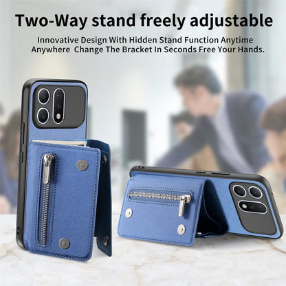 For Honor Win Turbo 5G Twill Fabric D Buckle Wallet Magnetic Card Bag Back Phone Case(Blue)