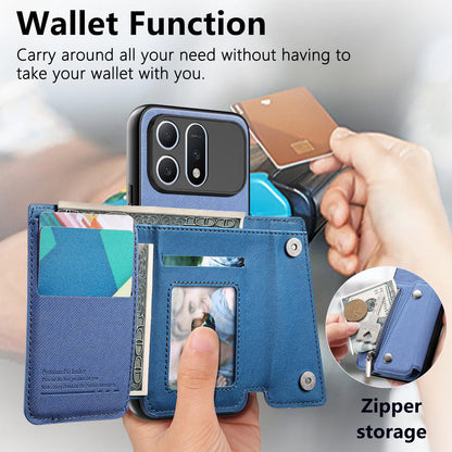 For Honor Win Turbo 5G Twill Fabric D Buckle Wallet Magnetic Card Bag Back Phone Case(Blue)