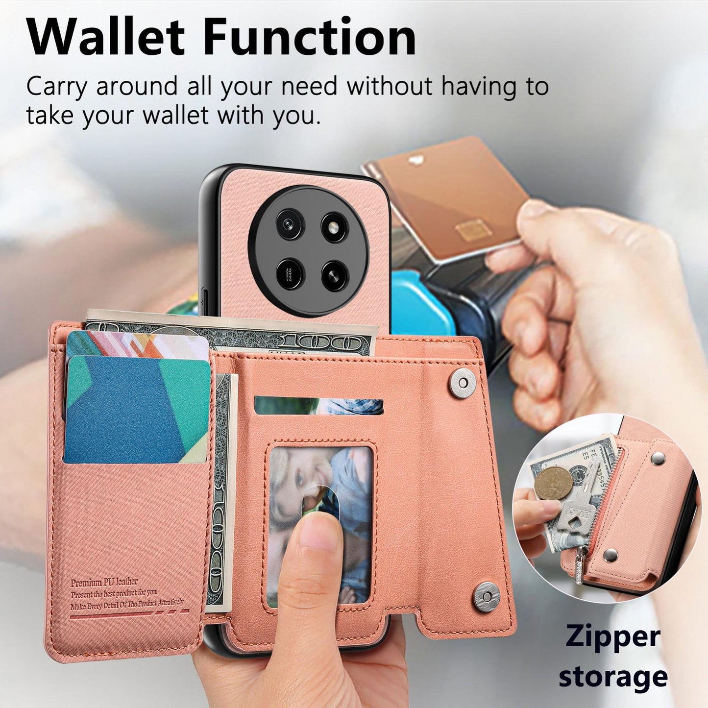 For Honor X80 Pro Max 5G Twill Fabric D Buckle Wallet Magnetic Card Bag Back Phone Case(Pink)