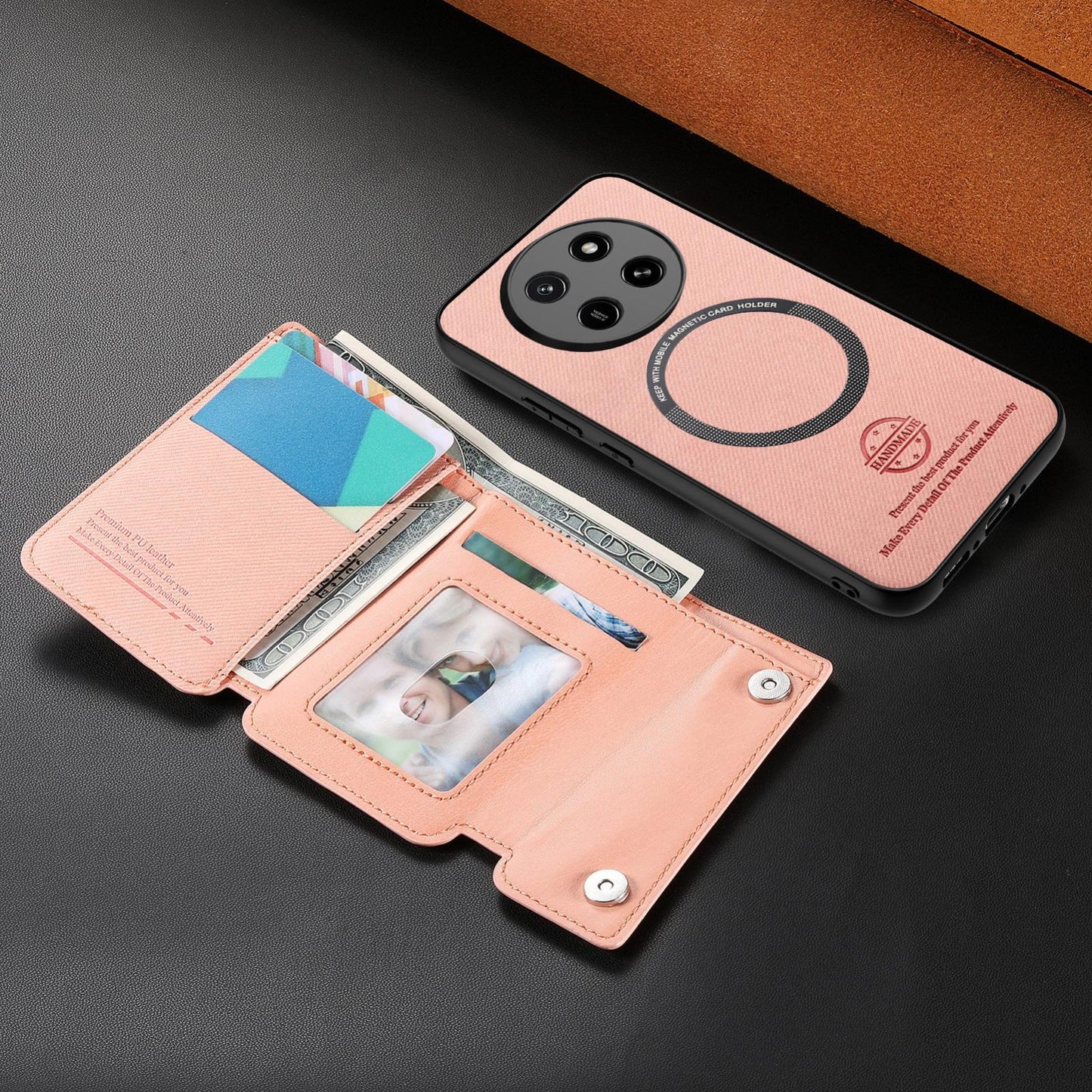 For Honor X80 Pro Max 5G Twill Fabric D Buckle Wallet Magnetic Card Bag Back Phone Case(Pink)