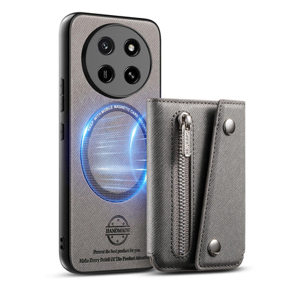 For Honor X80 Pro Max 5G Twill Fabric D Buckle Wallet Magnetic Card Bag Back Phone Case(Gray)