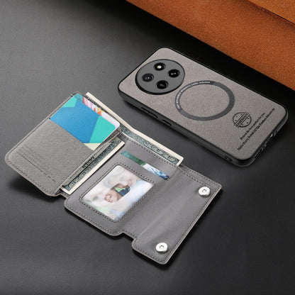 For Honor X80 Pro Max 5G Twill Fabric D Buckle Wallet Magnetic Card Bag Back Phone Case(Gray)