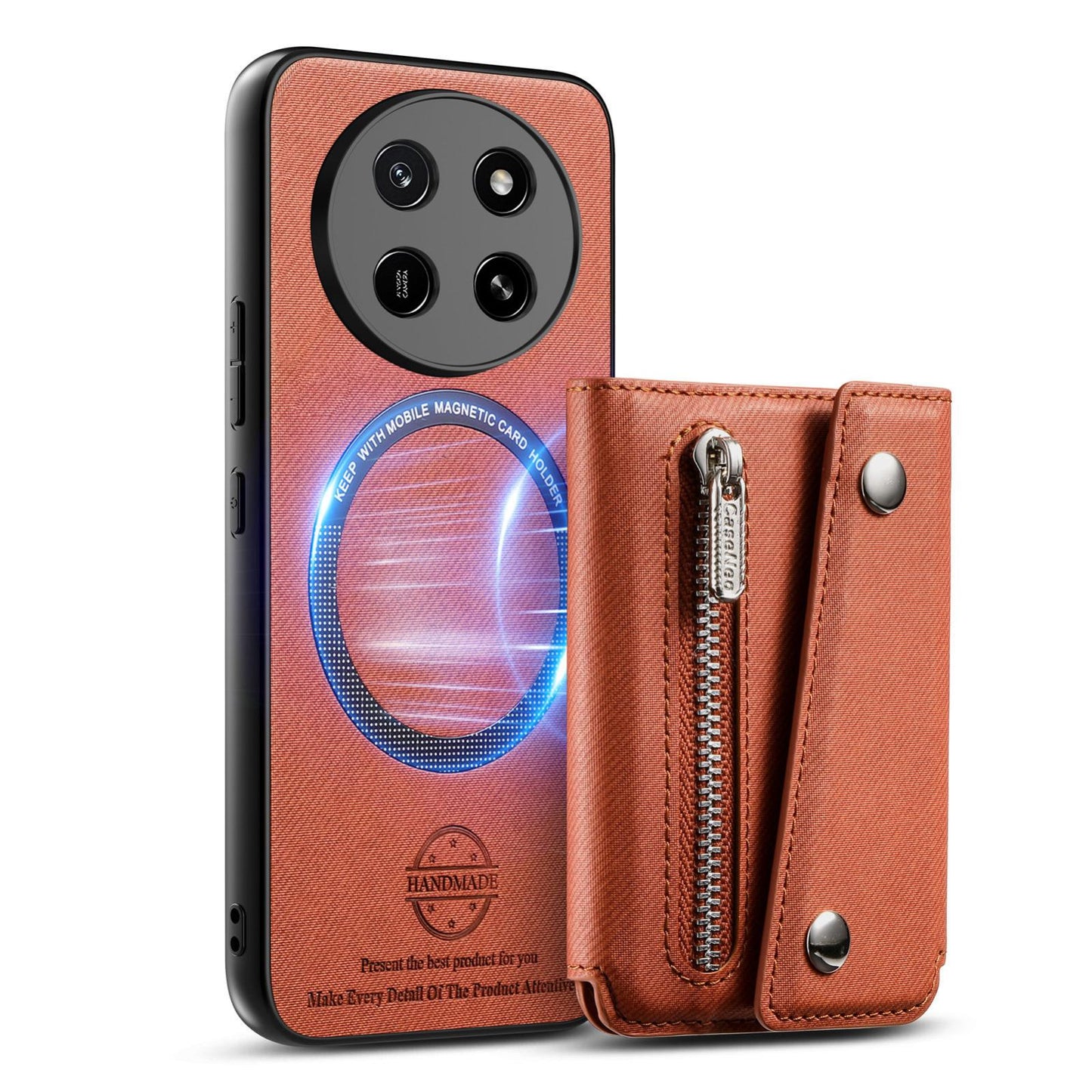 For Honor X80 Pro Max 5G Twill Fabric D Buckle Wallet Magnetic Card Bag Back Phone Case(Brown)