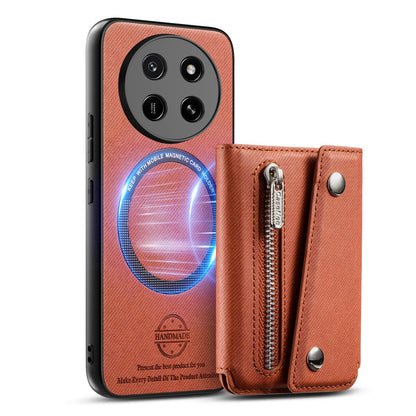 For Honor X80 Pro Max 5G Twill Fabric D Buckle Wallet Magnetic Card Bag Back Phone Case(Brown)