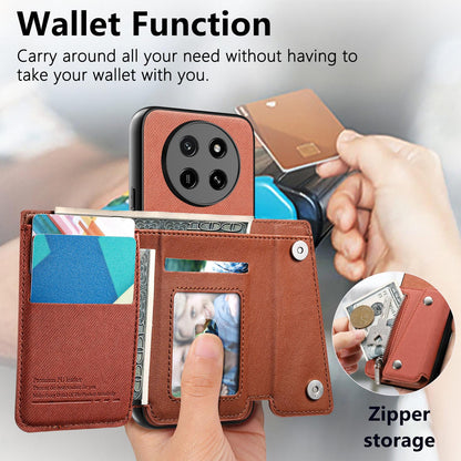 For Honor X80 Pro Max 5G Twill Fabric D Buckle Wallet Magnetic Card Bag Back Phone Case(Brown)