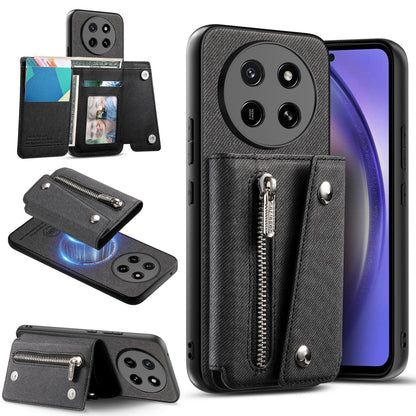 For Honor X80 Pro Max 5G Twill Fabric D Buckle Wallet Magnetic Card Bag Back Phone Case(Black)