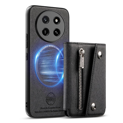 For Honor X80 Pro Max 5G Twill Fabric D Buckle Wallet Magnetic Card Bag Back Phone Case(Black)