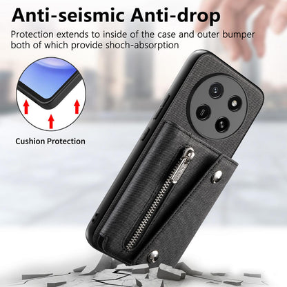 For Honor X80 Pro Max 5G Twill Fabric D Buckle Wallet Magnetic Card Bag Back Phone Case(Black)