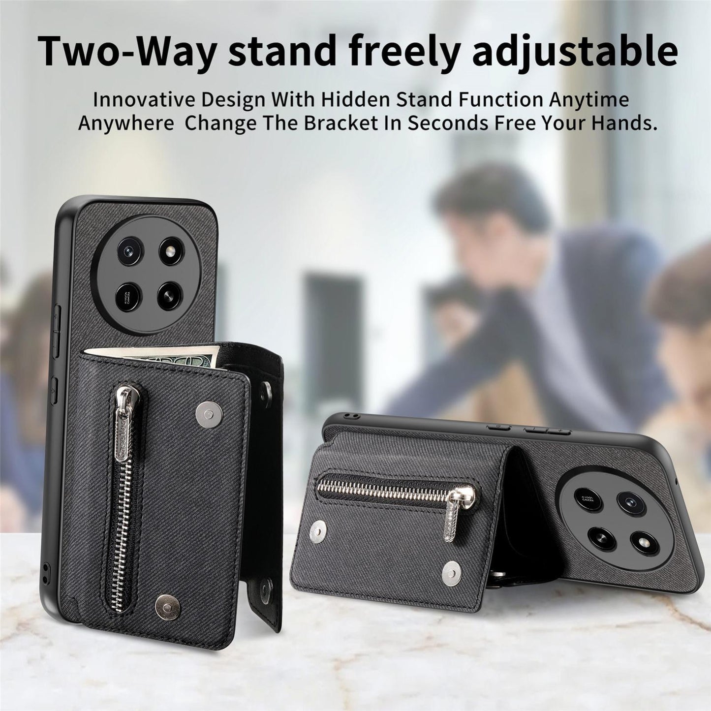 For Honor X80 Pro Max 5G Twill Fabric D Buckle Wallet Magnetic Card Bag Back Phone Case(Black)
