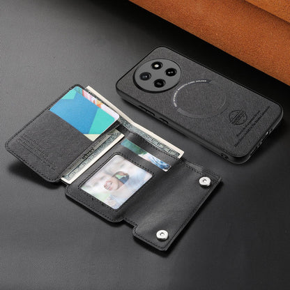 For Honor X80 Pro Max 5G Twill Fabric D Buckle Wallet Magnetic Card Bag Back Phone Case(Black)