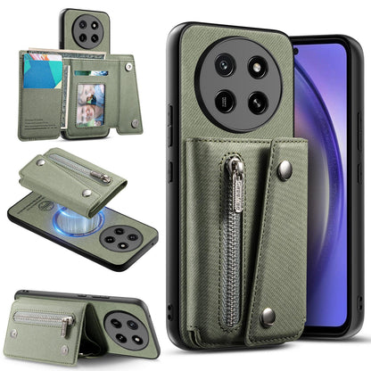 For Honor X80 Pro Max 5G Twill Fabric D Buckle Wallet Magnetic Card Bag Back Phone Case(Green)
